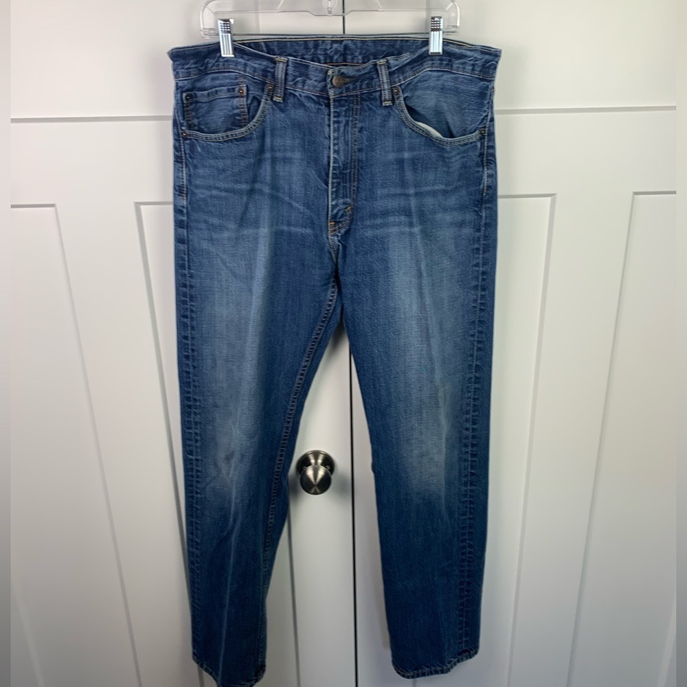 Levi 505 Jeans Mens 36 X 34 Blue Regular Fit Straight Leg Medium Dark Wash Blue